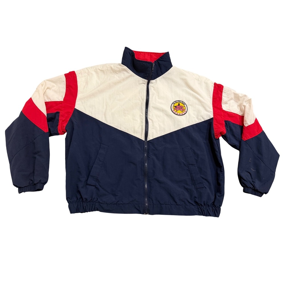 Swingster USA Swimming Jacket Unisex XL Navy White Red Good Vintage Color block